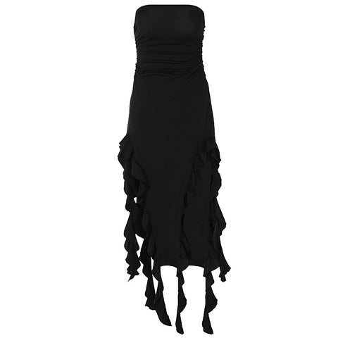 Sexy Personality Hollow Out Chest Wrap Irregular Dress