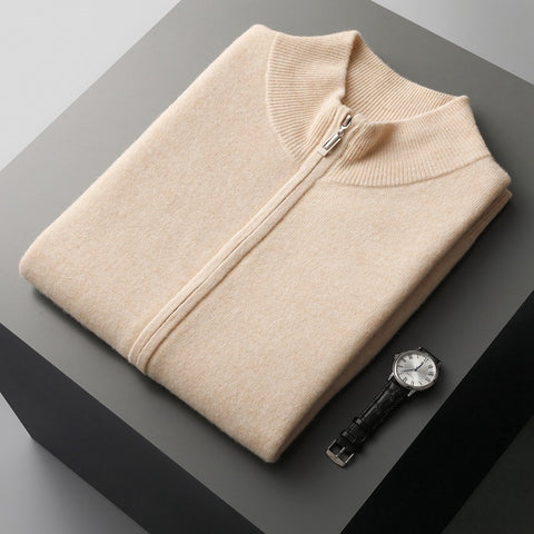 Men's Zipper Width Mock Neck Sweater Cardigan Vest