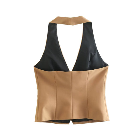 Women's Halter Top High-waist Casual Pants Suit