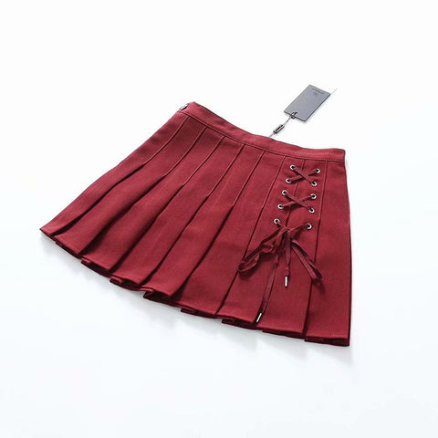 Women's Side Eyelets Tied Rope Inner Liner Short Skirt