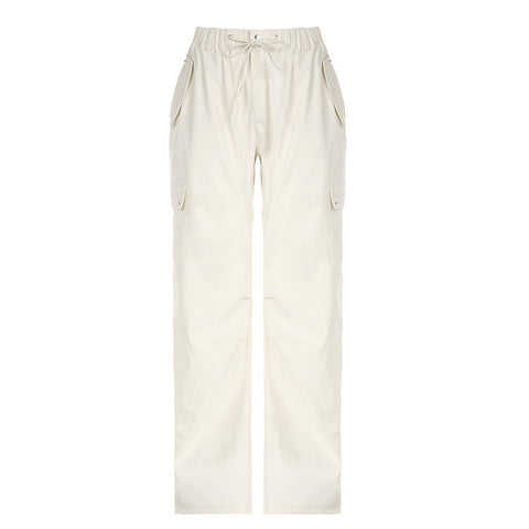 Street Workwear Casual Low Waist Ladies Woven Pants