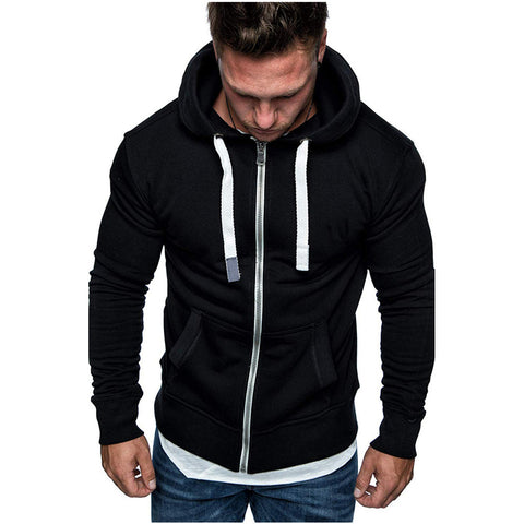 Solid color cardigan hooded fleece sweater
