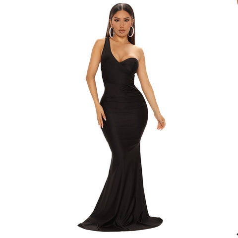Women's Ladies One Shoulder Long Dress