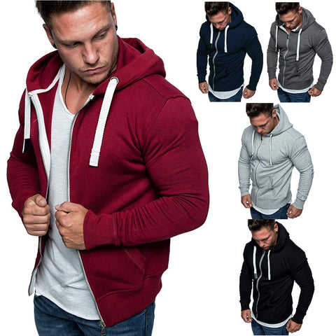 Solid color cardigan hooded fleece sweater
