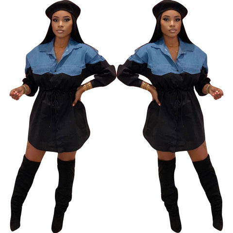 Stitched high waist tie dress