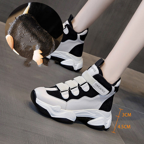 Women's cotton shoes with increased leather