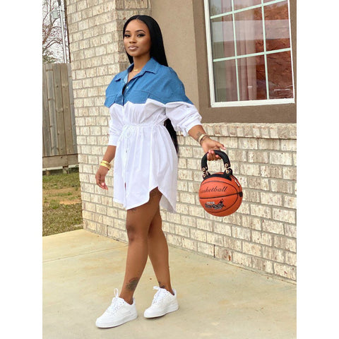 Stitched high waist tie dress