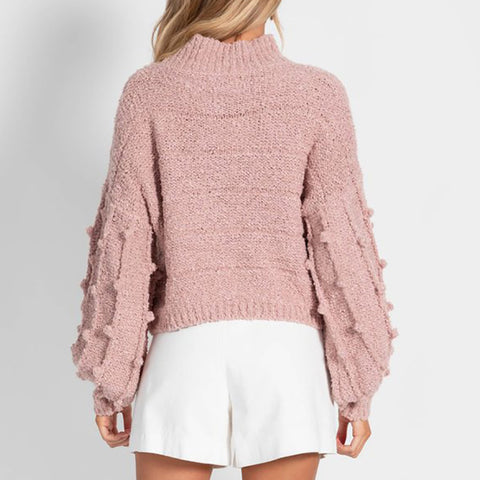 Women's V-Neck Solid Color Applique Warm Sweater