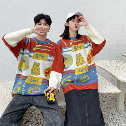 Couples With Round Collar Pullovers