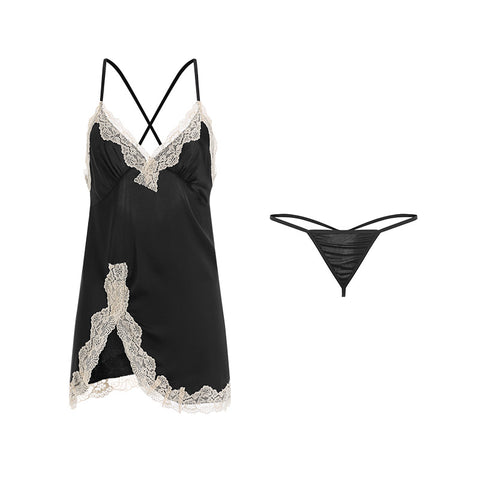 Slit Thin Suspender Nightdress Home Service Suit
