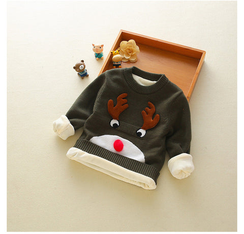 Boys Wool Plus Velvet Thick Sweater Children Sweater