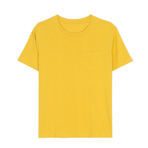 Loose Round Neck Pocket Short-Sleeved T-Shirt