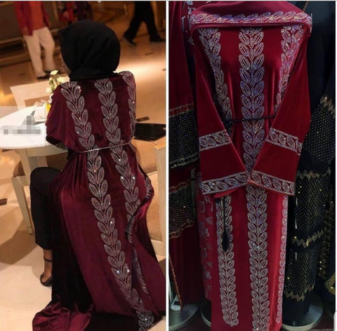 African Women's Rhinestone And Mesh Cardigan Robe Withscarf
