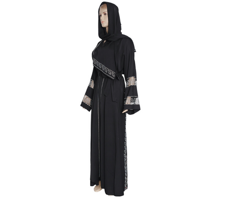 African Women's Rhinestone And Mesh Cardigan Robe Withscarf