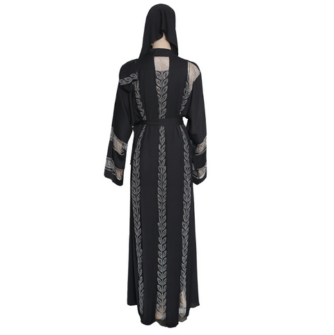 African Women's Rhinestone And Mesh Cardigan Robe Withscarf