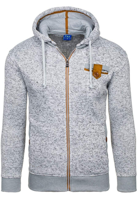 Men's Fleece Cardigan Crew Neck Sweatshirt Jacket