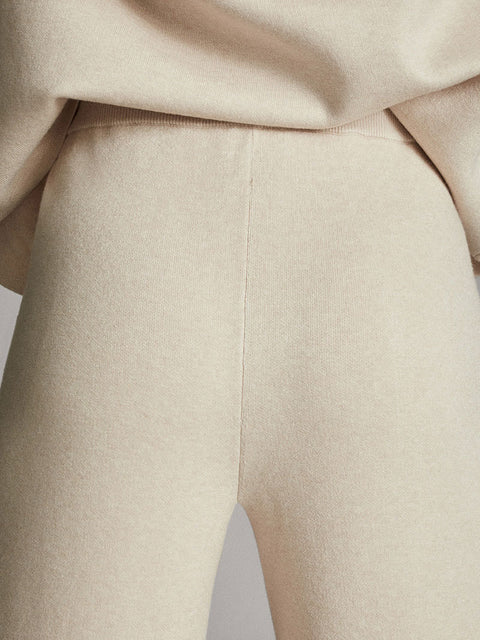 Women's Solid Color Straight Leg Pants Knitted Elastic Waist