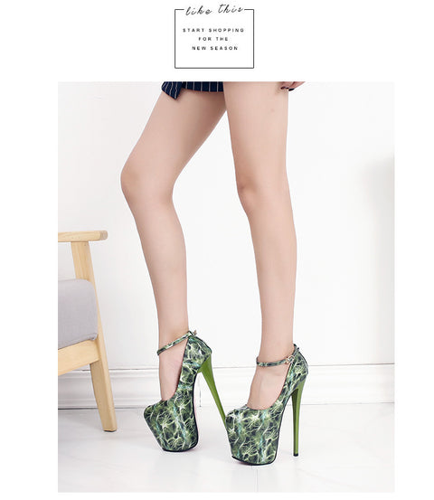 Shallow Patent Leather Ultra-high Stiletto Heel