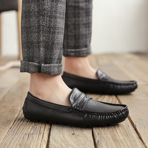 Winter Casual Leather Shoes, Business All-match Peas Shoes, Soft Sole, Soft Leather, All-match