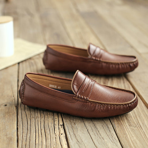 Winter Casual Leather Shoes, Business All-match Peas Shoes, Soft Sole, Soft Leather, All-match