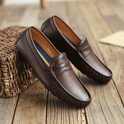 Winter Casual Leather Shoes, Business All-match Peas Shoes, Soft Sole, Soft Leather, All-match