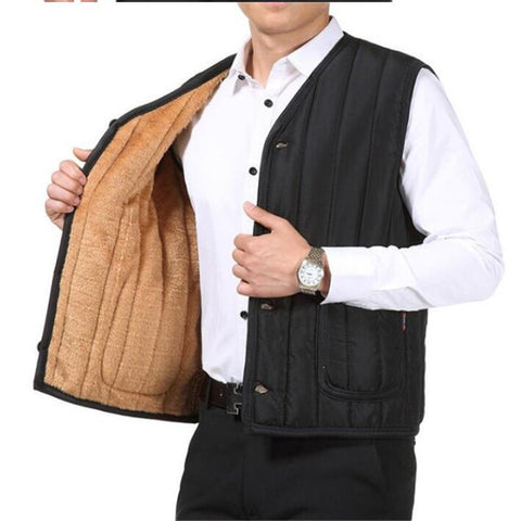 Middle-aged And Elderly Solid Color Slim Waistcoat