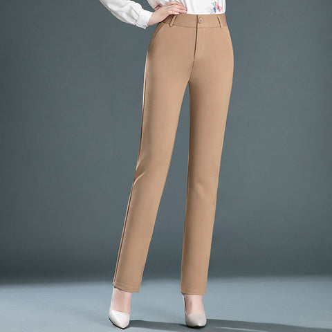 Spring And Autumn Loose Women\'s casual Pants Middle Aged Mother High Waist Straight Pants Elastic Oversize Fat Mm Long Pants