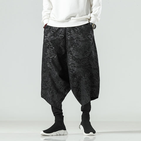 Embossed double-layer men's baggy pants