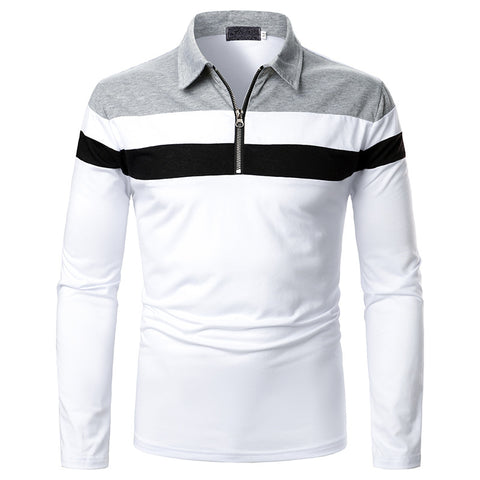 Three-color Stitching Design Men's Long-sleeved Shirt
