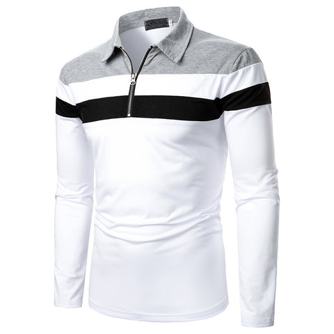 Three-color Stitching Design Men's Long-sleeved Shirt