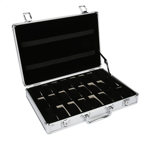 24 Grid Aluminum Suitcase Case Display Storage Box Watch Sto