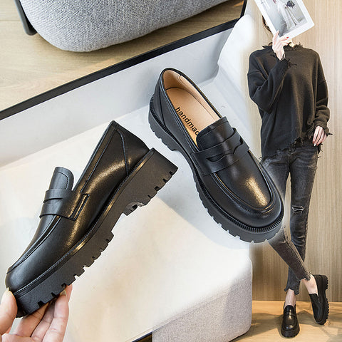 Spring New Style Thick-Soled Trend College Style Casual Loafers Single Shoes Women'S Trend