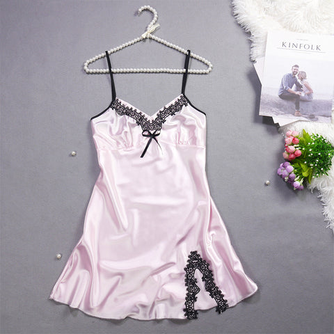 Summer New Ladies Silk Pajamas Suspenders Nightdress Sexy Charm Lace Ice Silk Pajamas