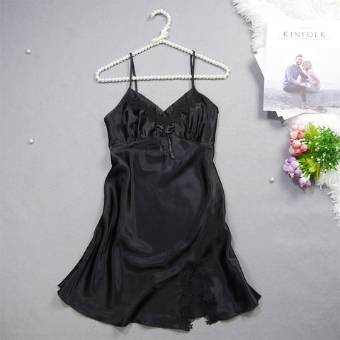 Summer New Ladies Silk Pajamas Suspenders Nightdress Sexy Charm Lace Ice Silk Pajamas