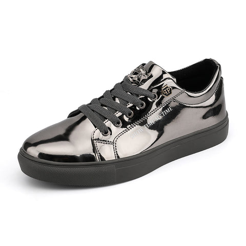 Men's Shoes Spring New Korean Fashion Board Shoes Low-top Trendy Casual Sneakers Glossy Large Size Flat Bottom Fashion Shoes