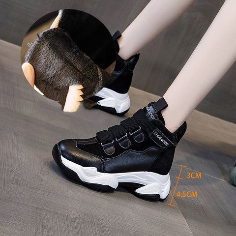 Women's cotton shoes with increased leather