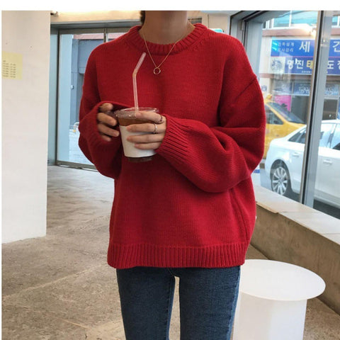 Pullover sweater on autumn and winter round neck