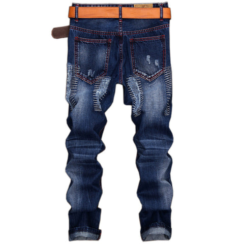 Retro Style Personality Men's Ripped Straight Jeans