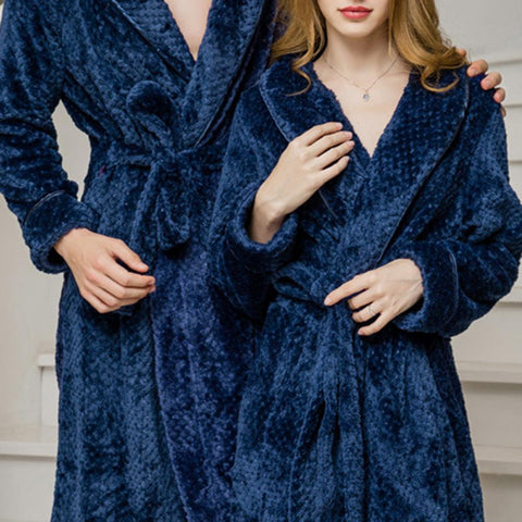Winter Sleep Bath Robe Women Men Warm Fleece Robes