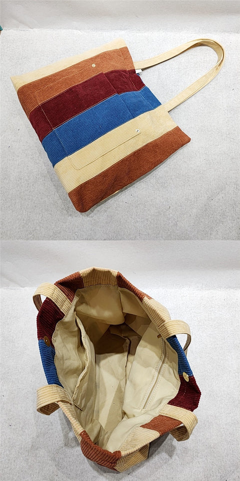 Women's New Corduroy Block Shoulder Bag