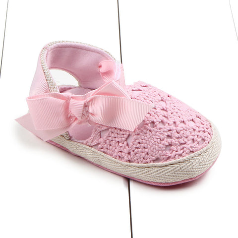 Hollow linen bow baby toddler shoes