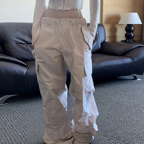 Street Workwear Casual Low Waist Ladies Woven Pants