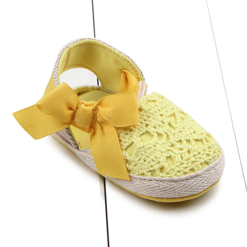 Hollow linen bow baby toddler shoes