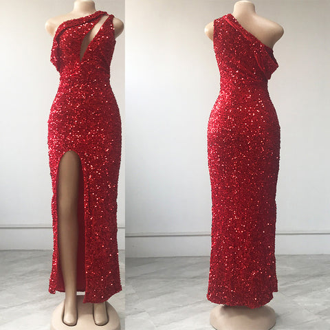 Women's Evening Dress Scale Slit Slim Fit Dress