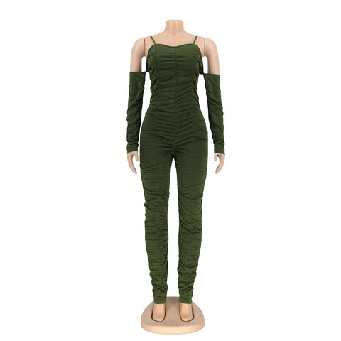 Tight Long Sleeve Spaghetti-strap Women's Jumpsuit