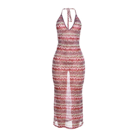 Summer Fashion Halter Lace-up Long Dress Women