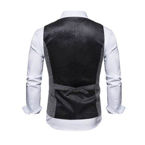 Striped Trim Double Breasted Men's Leisure Vest