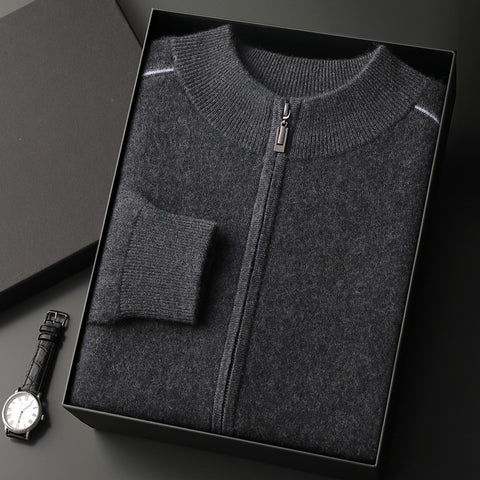 Men's Cashmere Sweater Thick Heavy Half Turtleneck Zipper