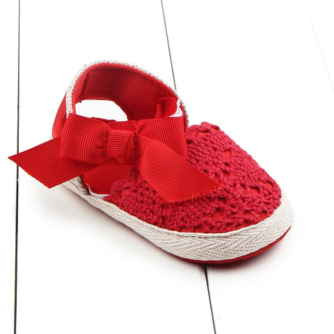Hollow linen bow baby toddler shoes