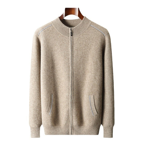 Men's Cashmere Sweater Thick Heavy Half Turtleneck Zipper